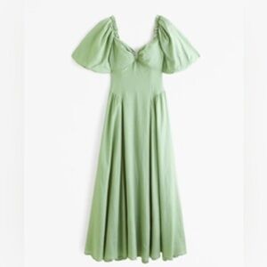 Abercrombie & Fitch Hardware Drama Puff Sleeve Maxi Dress